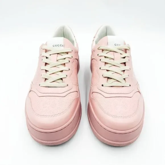 Gucci Jumbo GG Pink Leather Platform Low Top Chunky Sneakers EU 40 US 10 - Picture 2 of 9